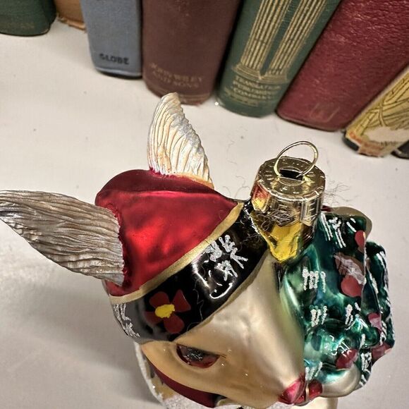 Fitz and Floyd Lodge Rabbit Blown Glass Ornament Bunny Hugging Christmas Tree - Picture 3 of 9